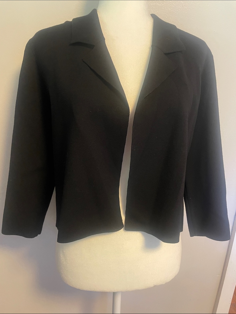 EUC Ann Taylor Black Knit Open-Front Blazer Jacket size S